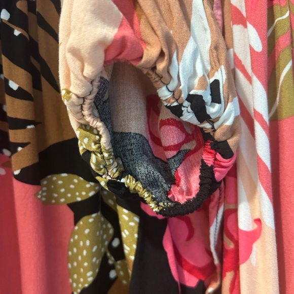 Floral Wrap Dress - Pink and Black - Picture 4 of 8